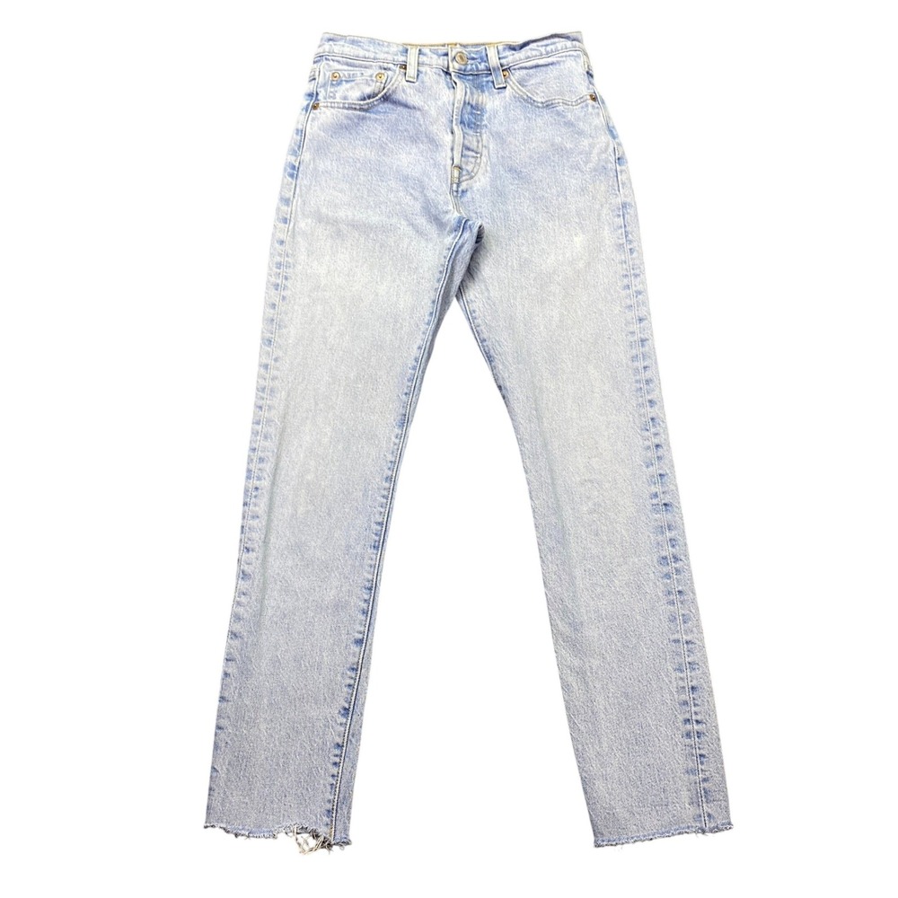 Levis 501 Skinny Light Wash Blue Denim High Rise Button Fly Jeans Sz 25 Grunge